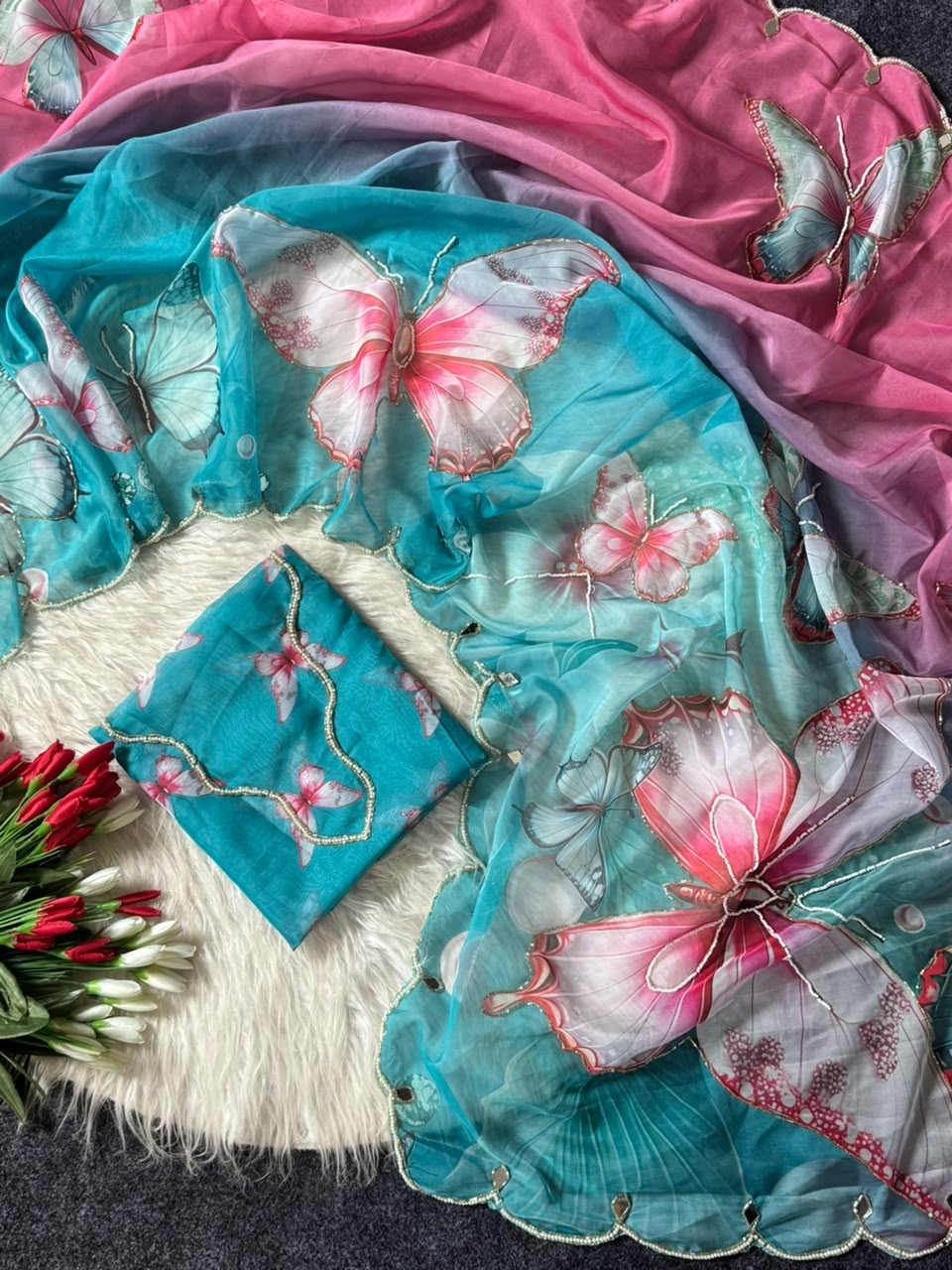 The Enchanting Butterfly & Floral Saree