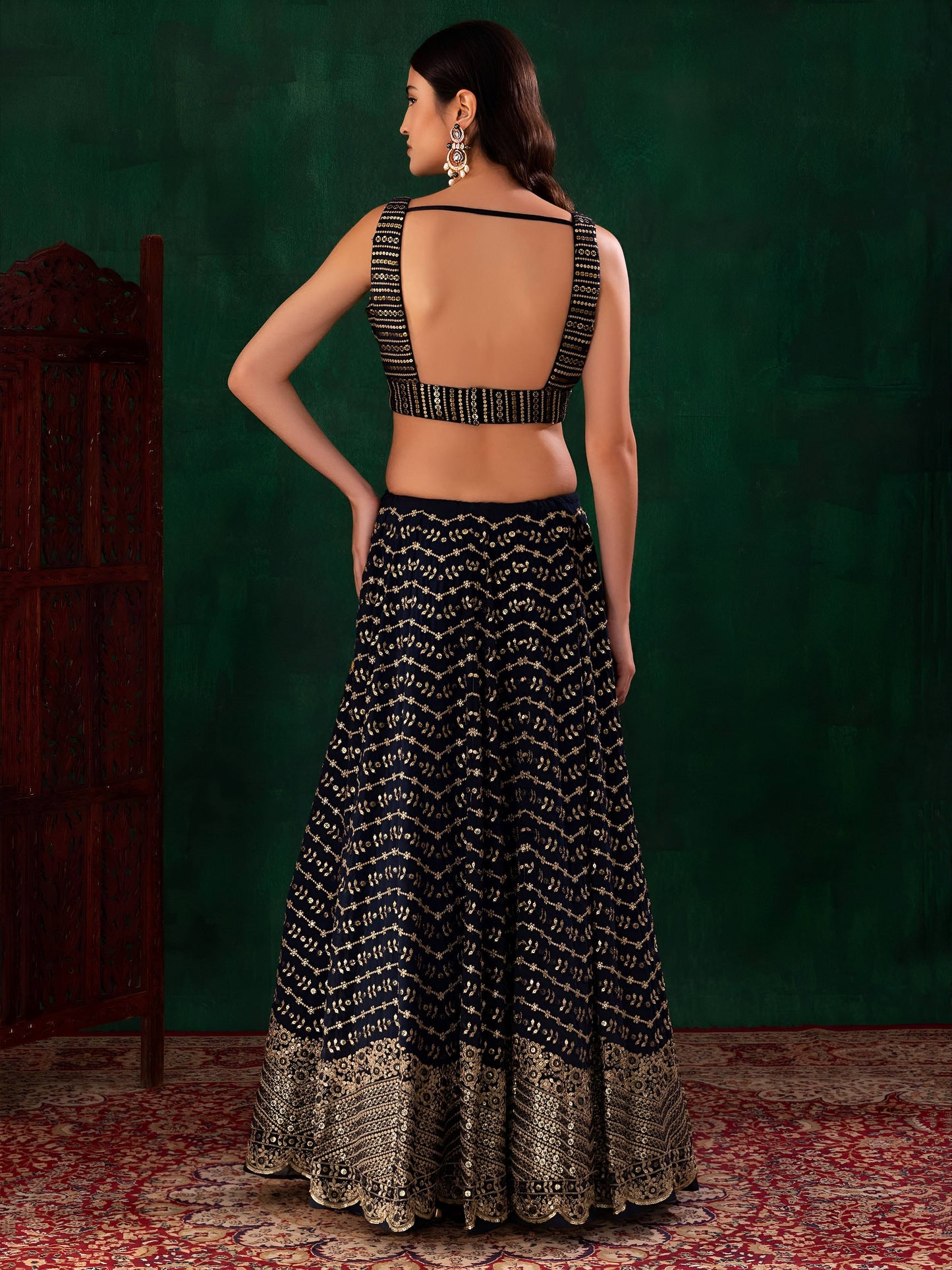 Midnight Blue Regal Gleam Lehenga