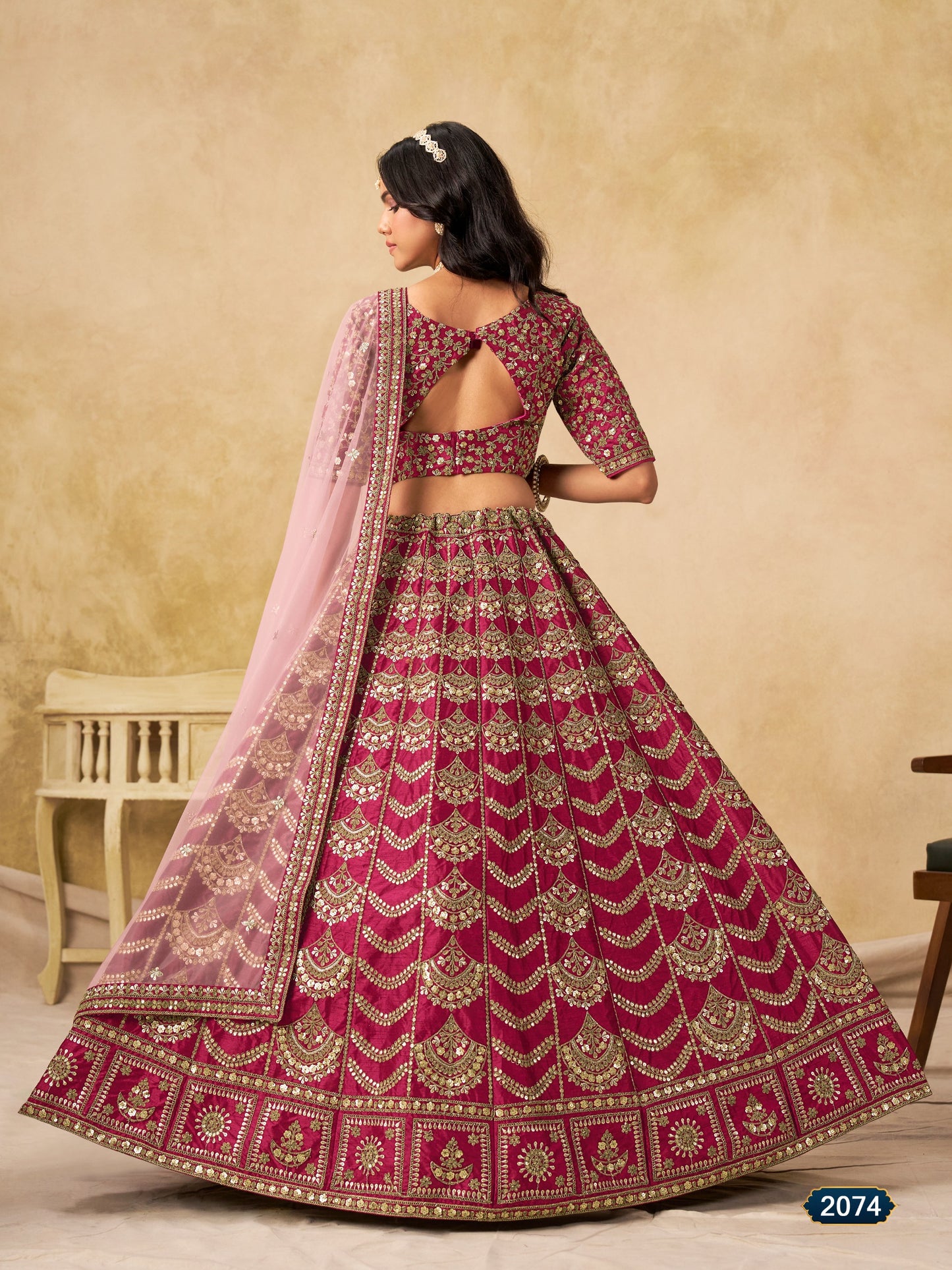 Premium Embroidered Wedding Style Art Silk Lehanga