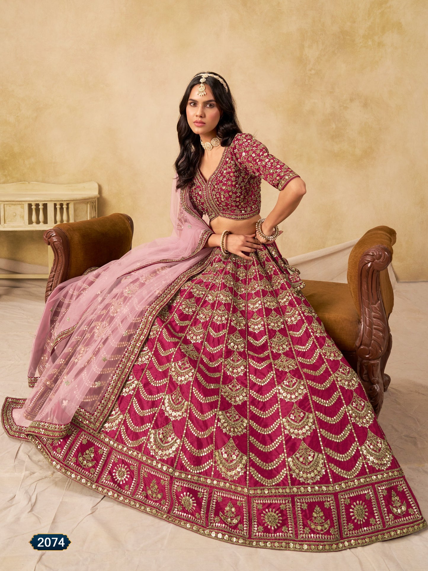Premium Embroidered Wedding Style Art Silk Lehanga