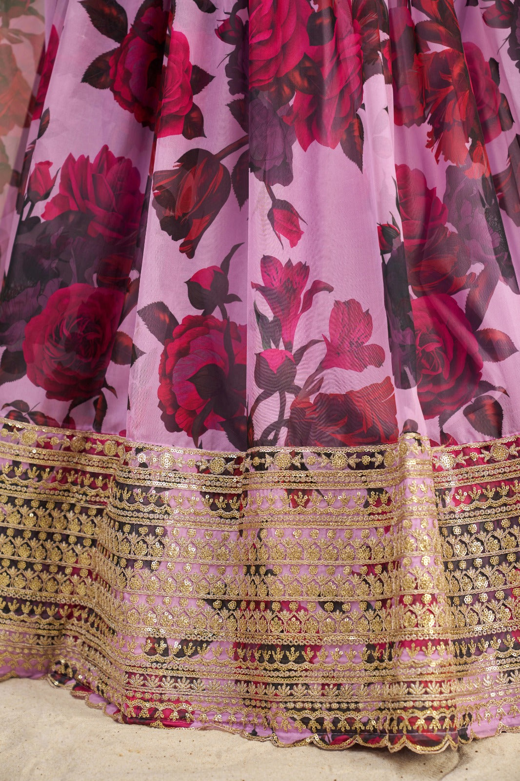 Intricate Sequins Timeless Floral Charm Lehanga