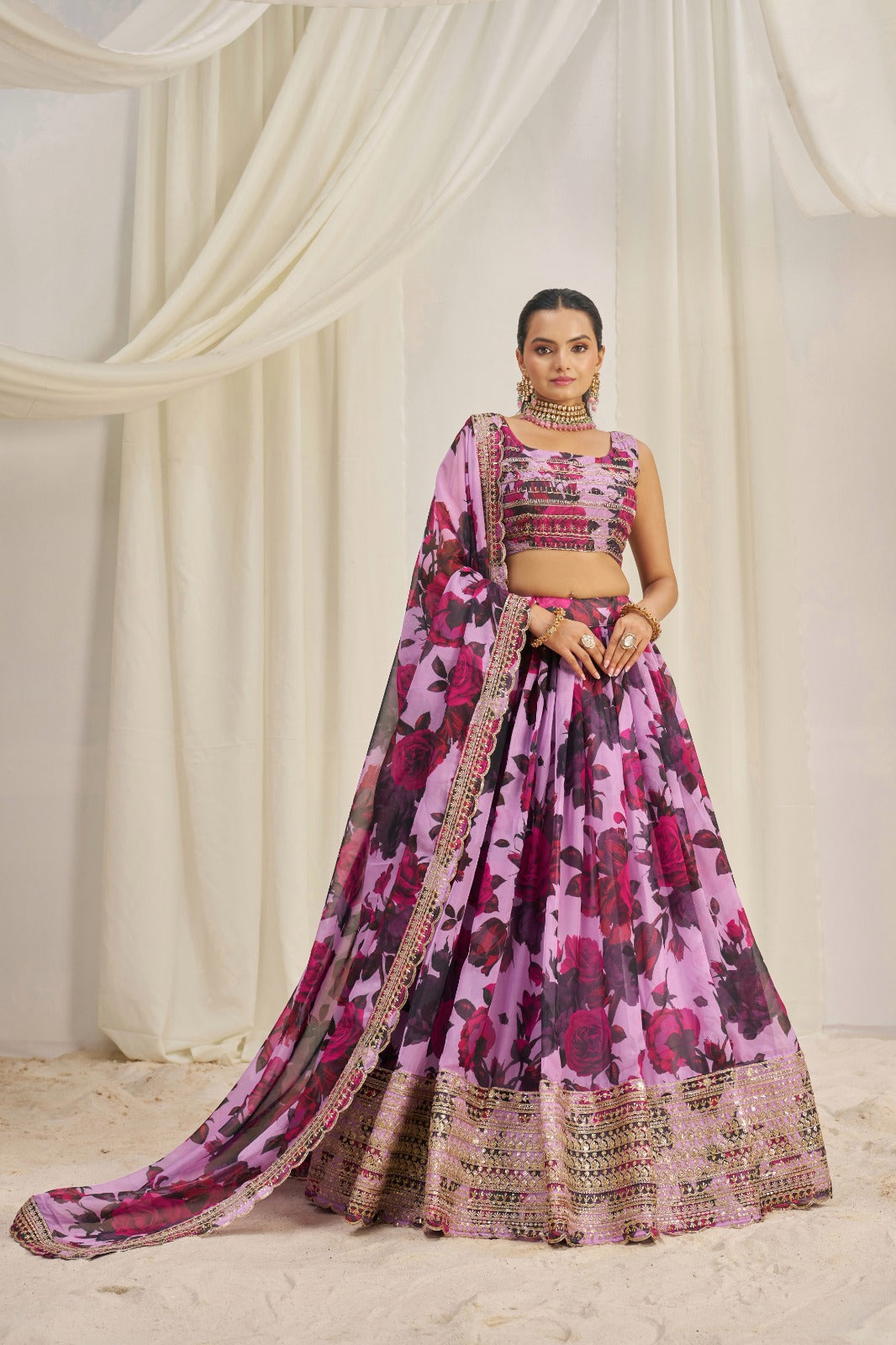Intricate Sequins Timeless Floral Charm Lehanga