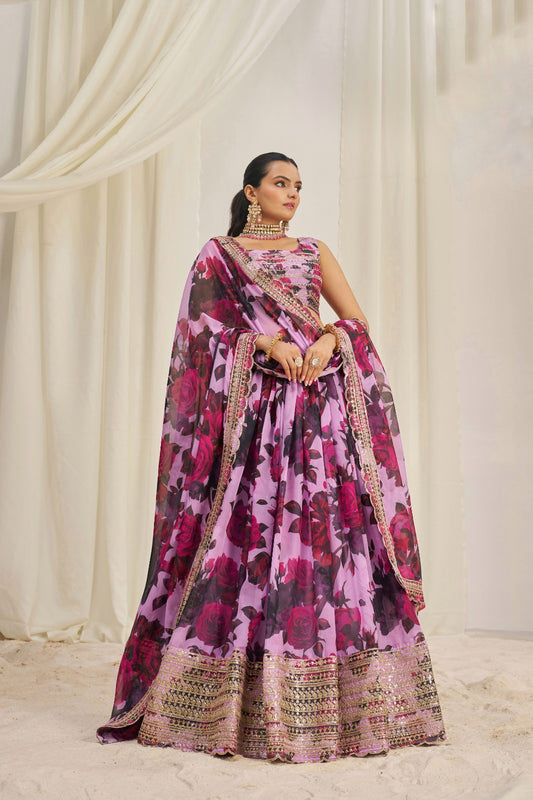 Intricate Sequins Timeless Floral Charm Lehanga