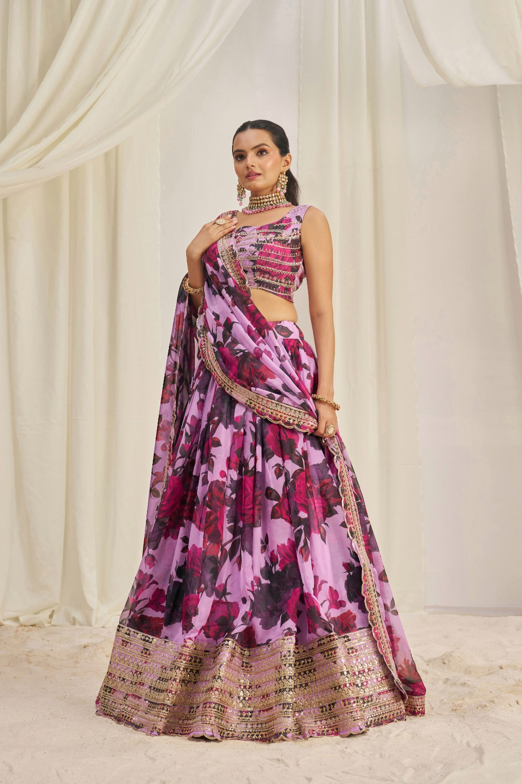 Intricate Sequins Timeless Floral Charm Lehanga