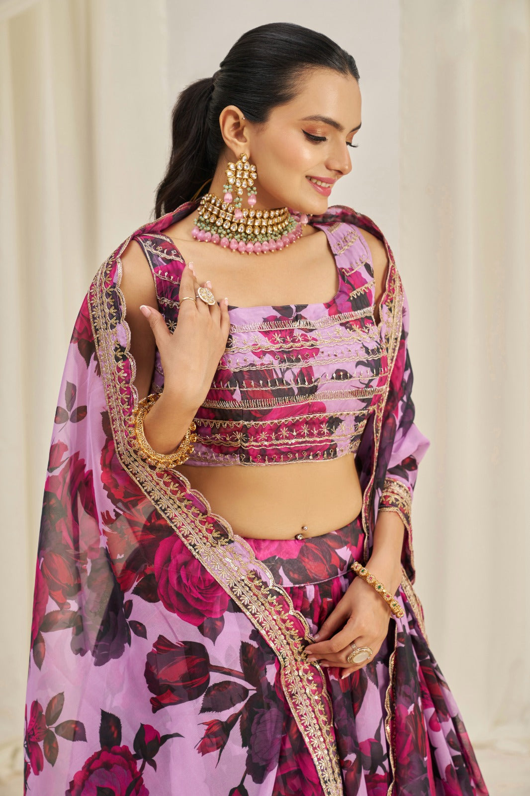 Intricate Sequins Timeless Floral Charm Lehanga