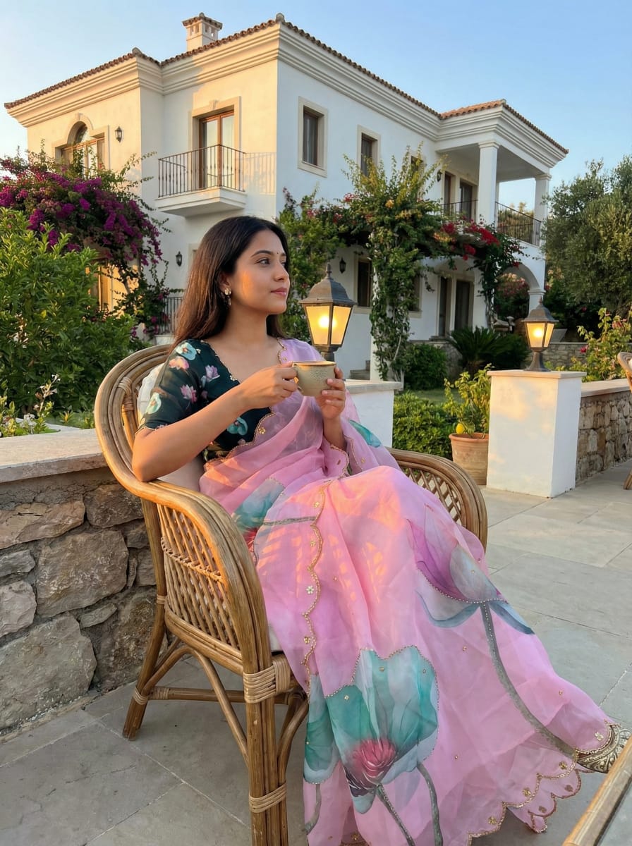 Floral Soft Tabby Silk FLoral Summer Saree