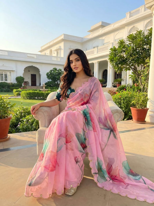 Floral Soft Tabby Silk FLoral Summer Saree