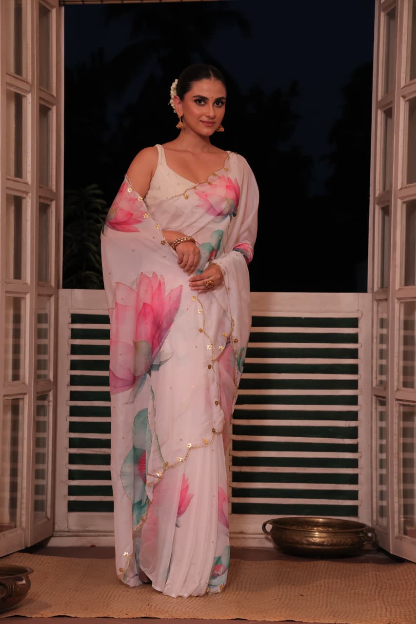 Floral Soft Tabby Silk FLoral Summer Saree