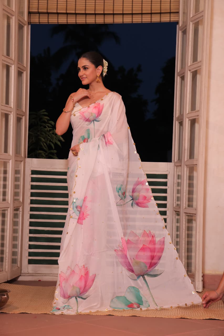 Floral Soft Tabby Silk FLoral Summer Saree