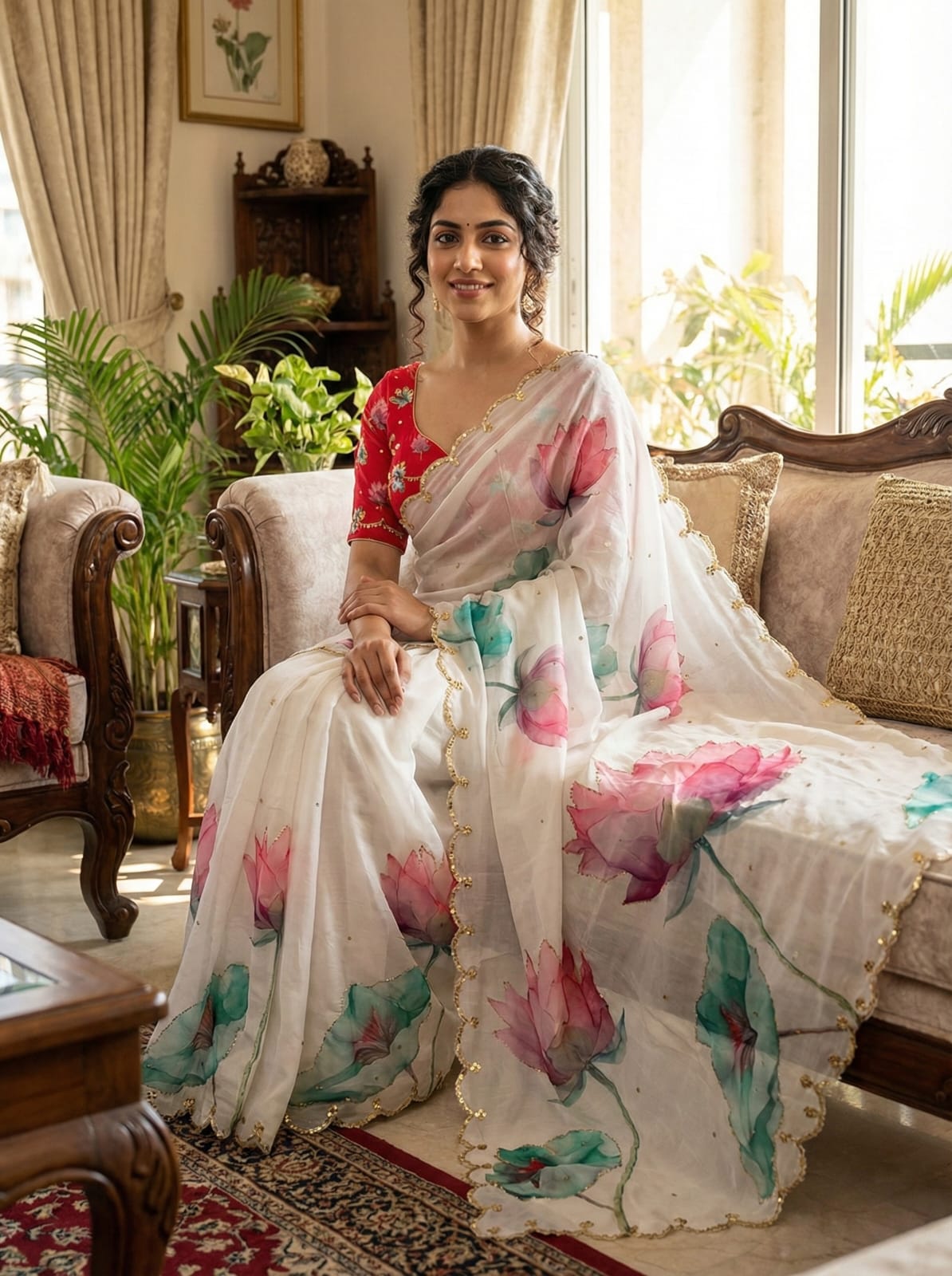 Floral Soft Tabby Silk FLoral Summer Saree