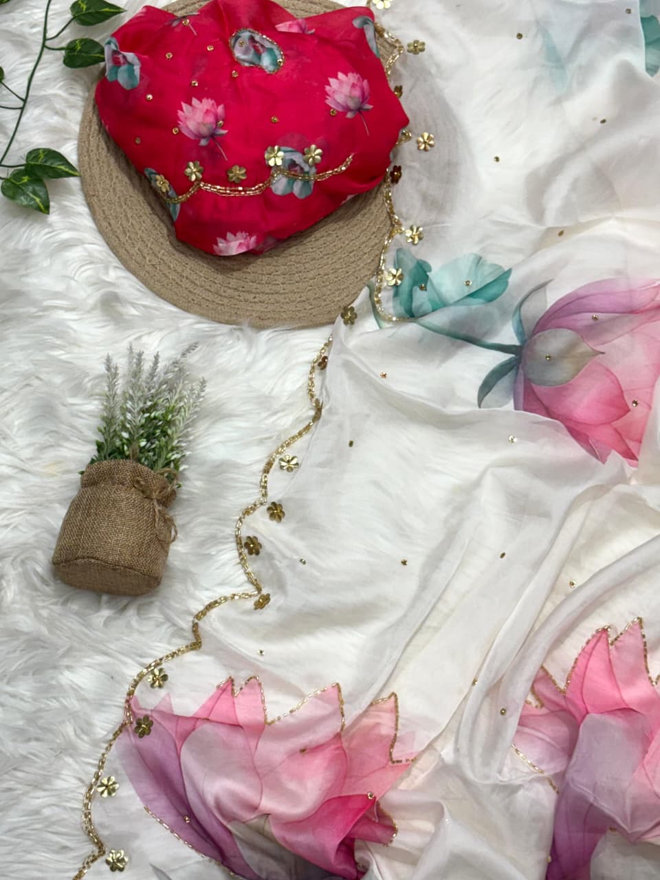 Floral Soft Tabby Silk FLoral Summer Saree