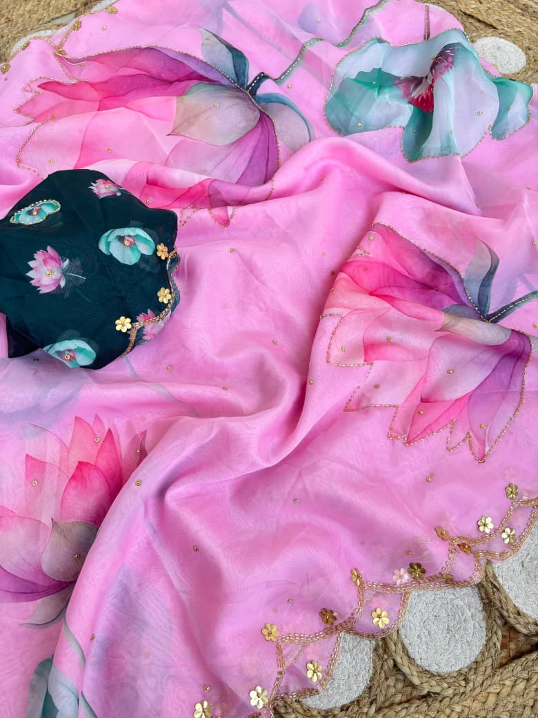 Floral Soft Tabby Silk FLoral Summer Saree