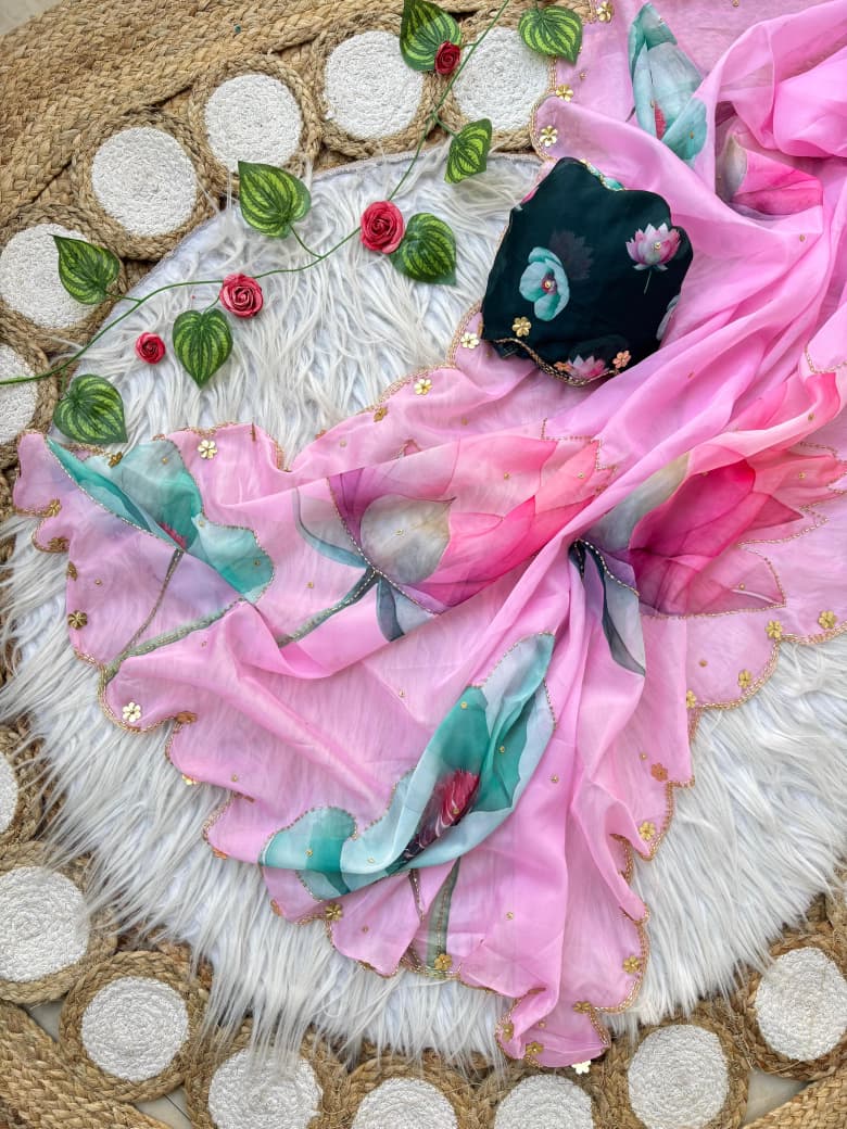 Floral Soft Tabby Silk FLoral Summer Saree