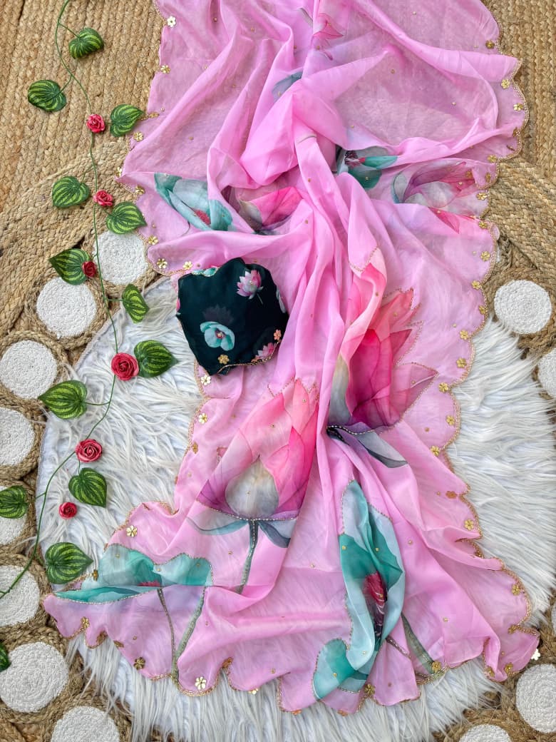 Floral Soft Tabby Silk FLoral Summer Saree