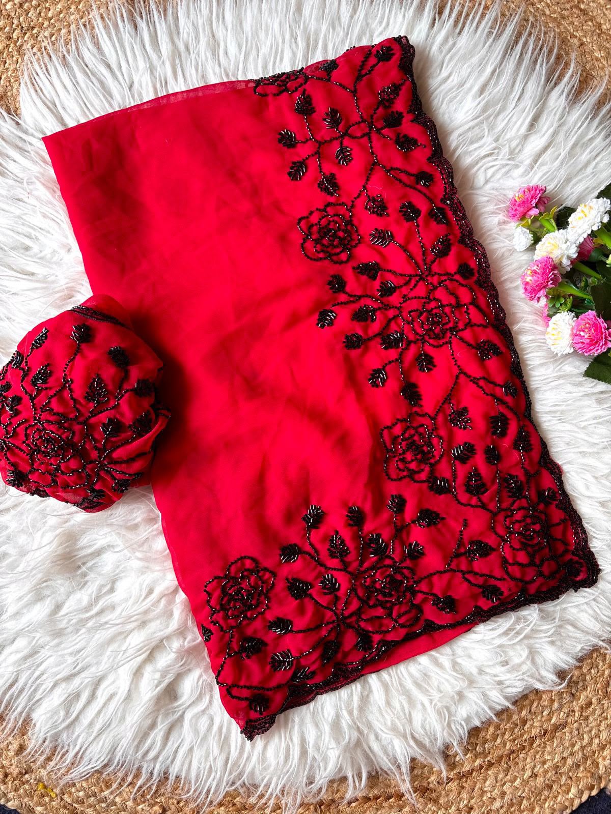 ULTIMATE GLAMOUR: EXCLUSIVE PREMIUM HANDWORK SAREE