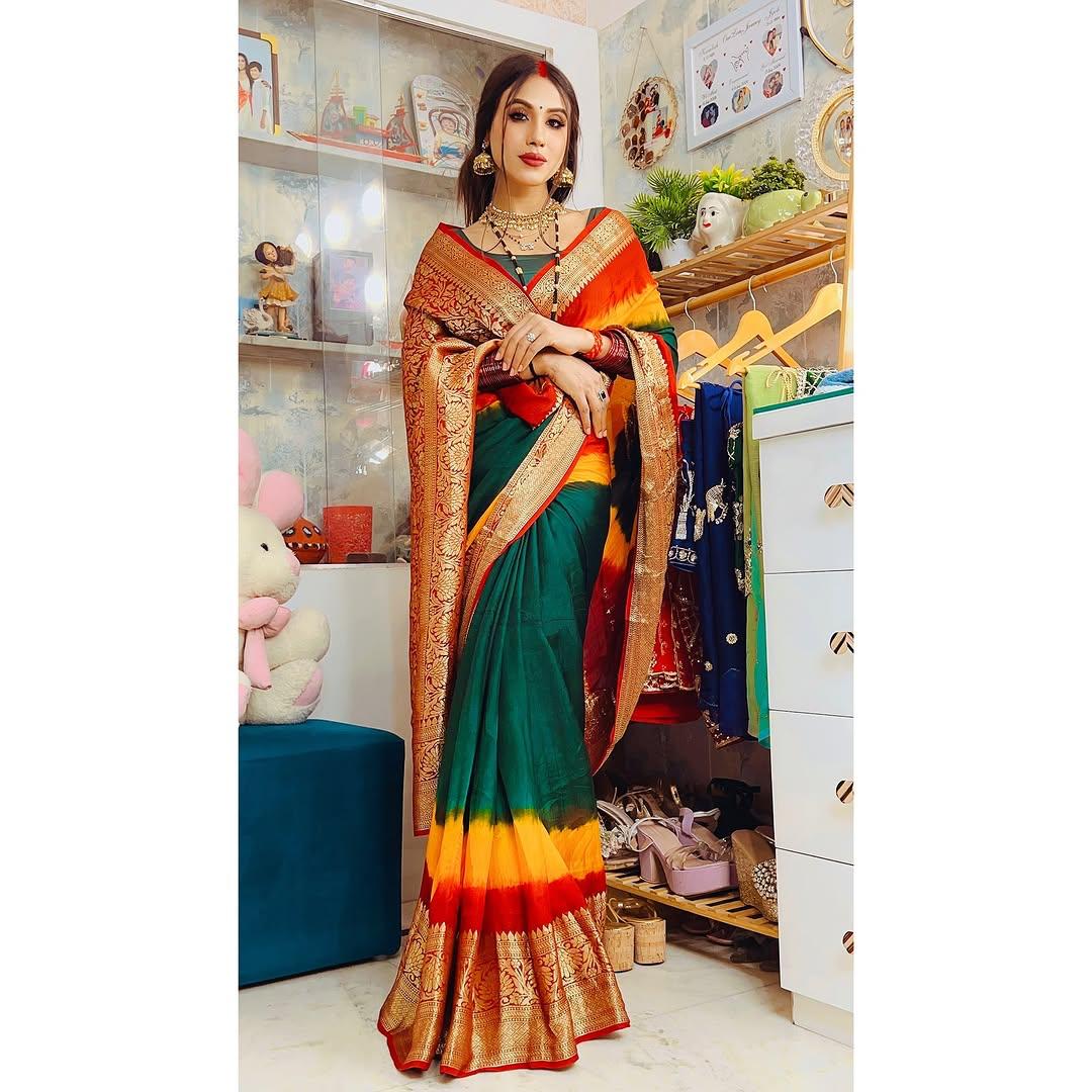Premium Kanjivaram Style Cotton Silk Stylish Saree