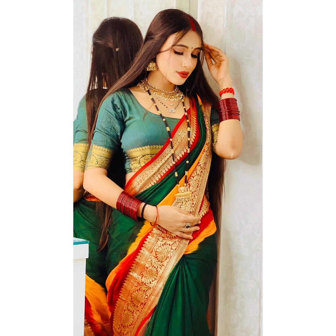 Premium Kanjivaram Style Cotton Silk Stylish Saree