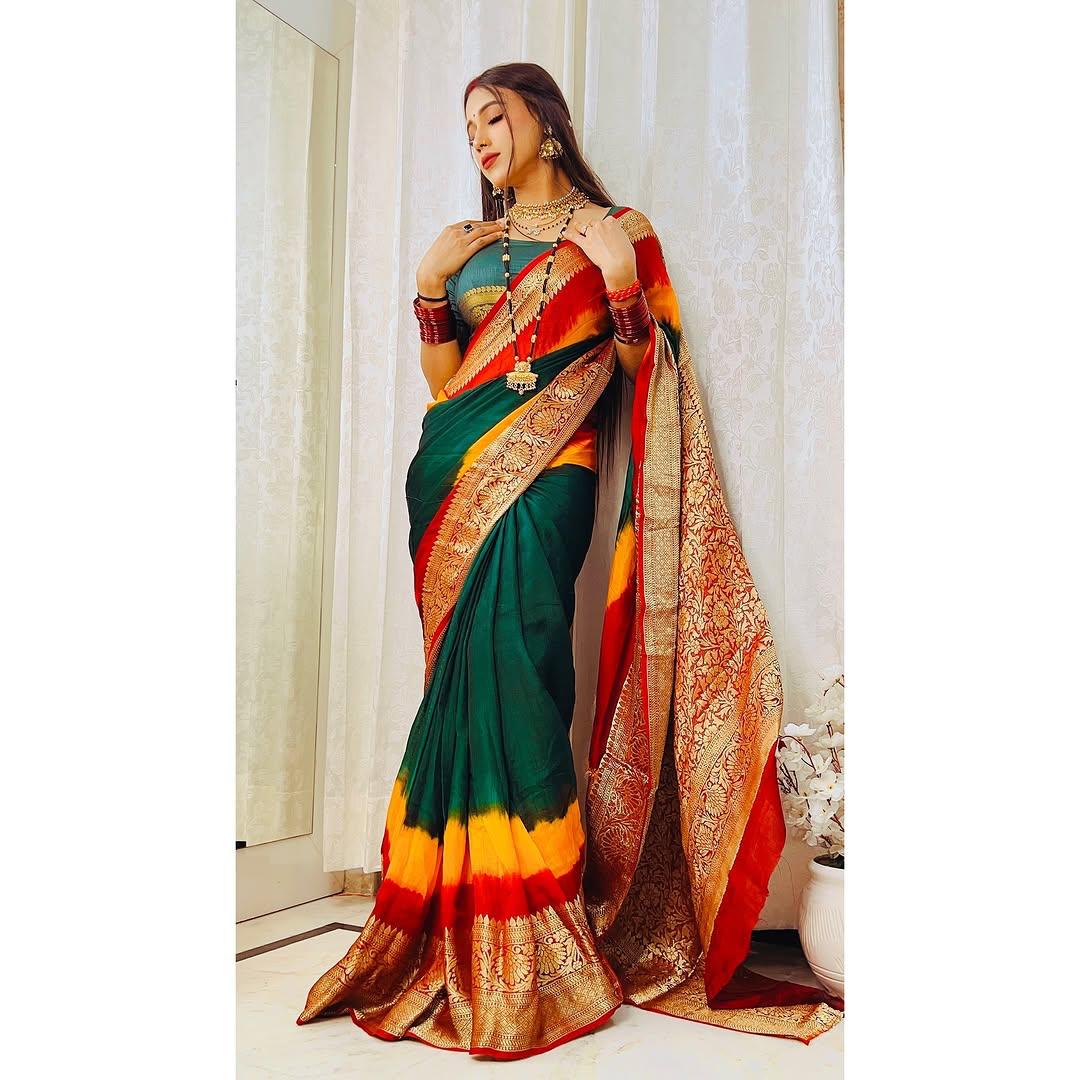 Premium Kanjivaram Style Cotton Silk Stylish Saree