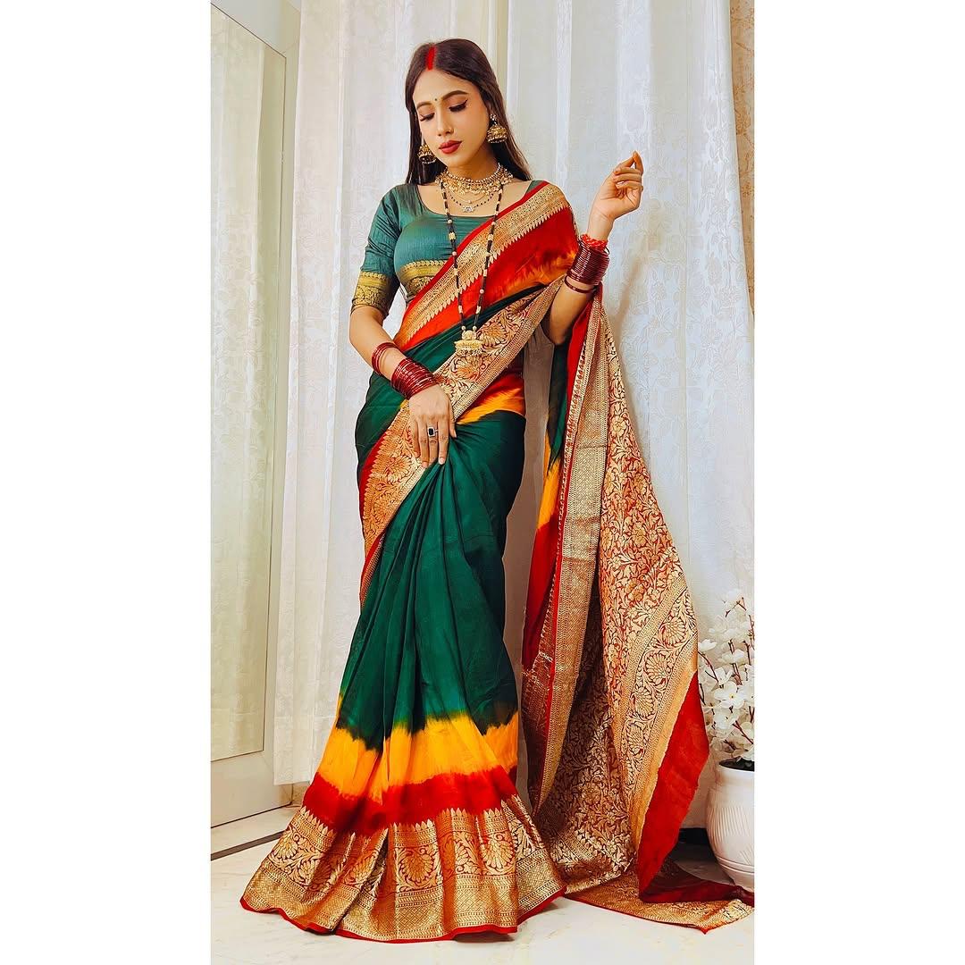 Premium Kanjivaram Style Cotton Silk Stylish Saree