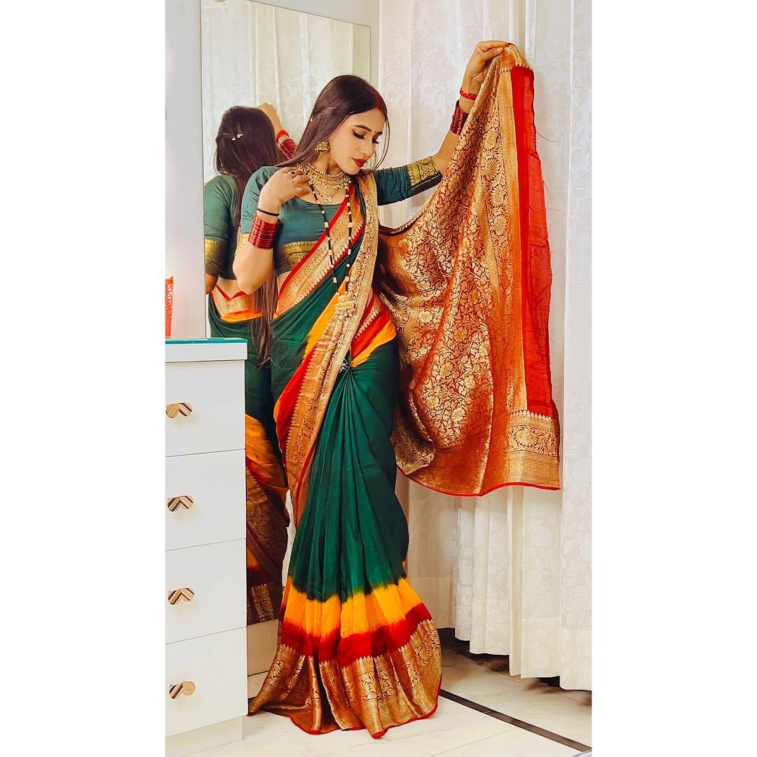Premium Kanjivaram Style Cotton Silk Stylish Saree