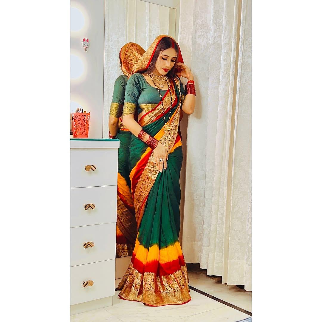 Premium Kanjivaram Style Cotton Silk Stylish Saree