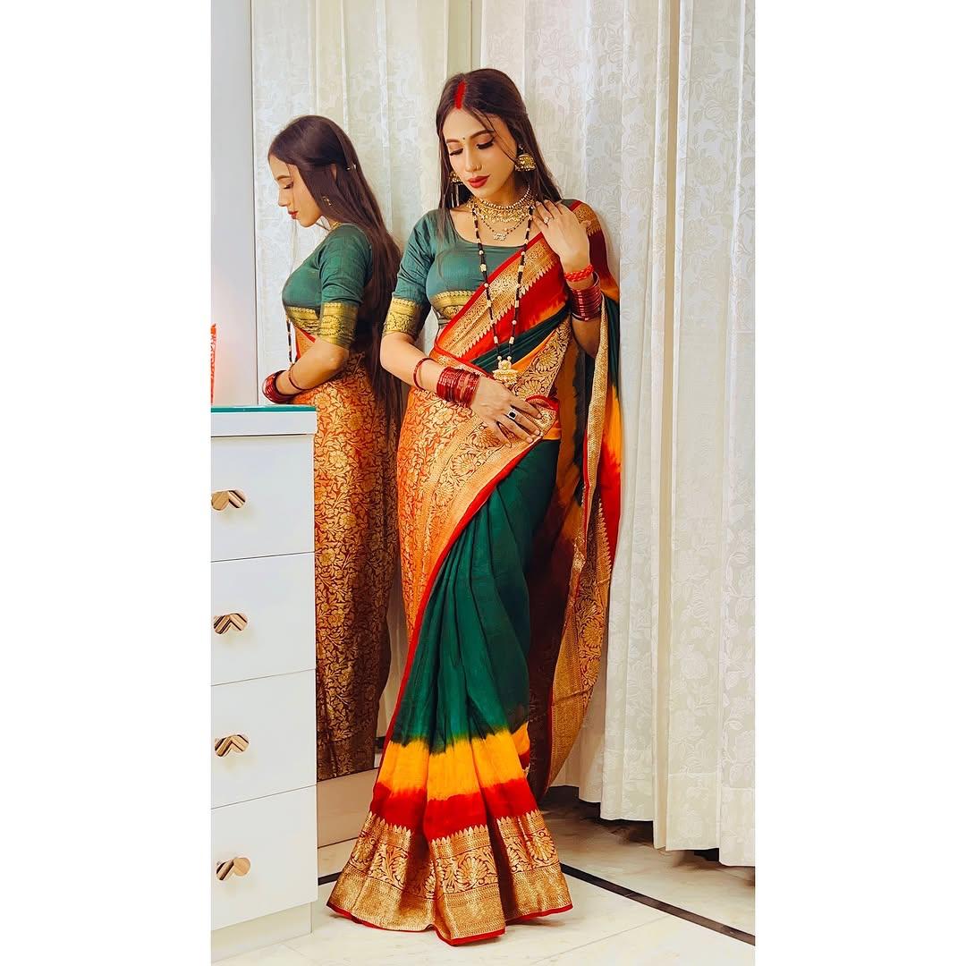 Premium Kanjivaram Style Cotton Silk Stylish Saree