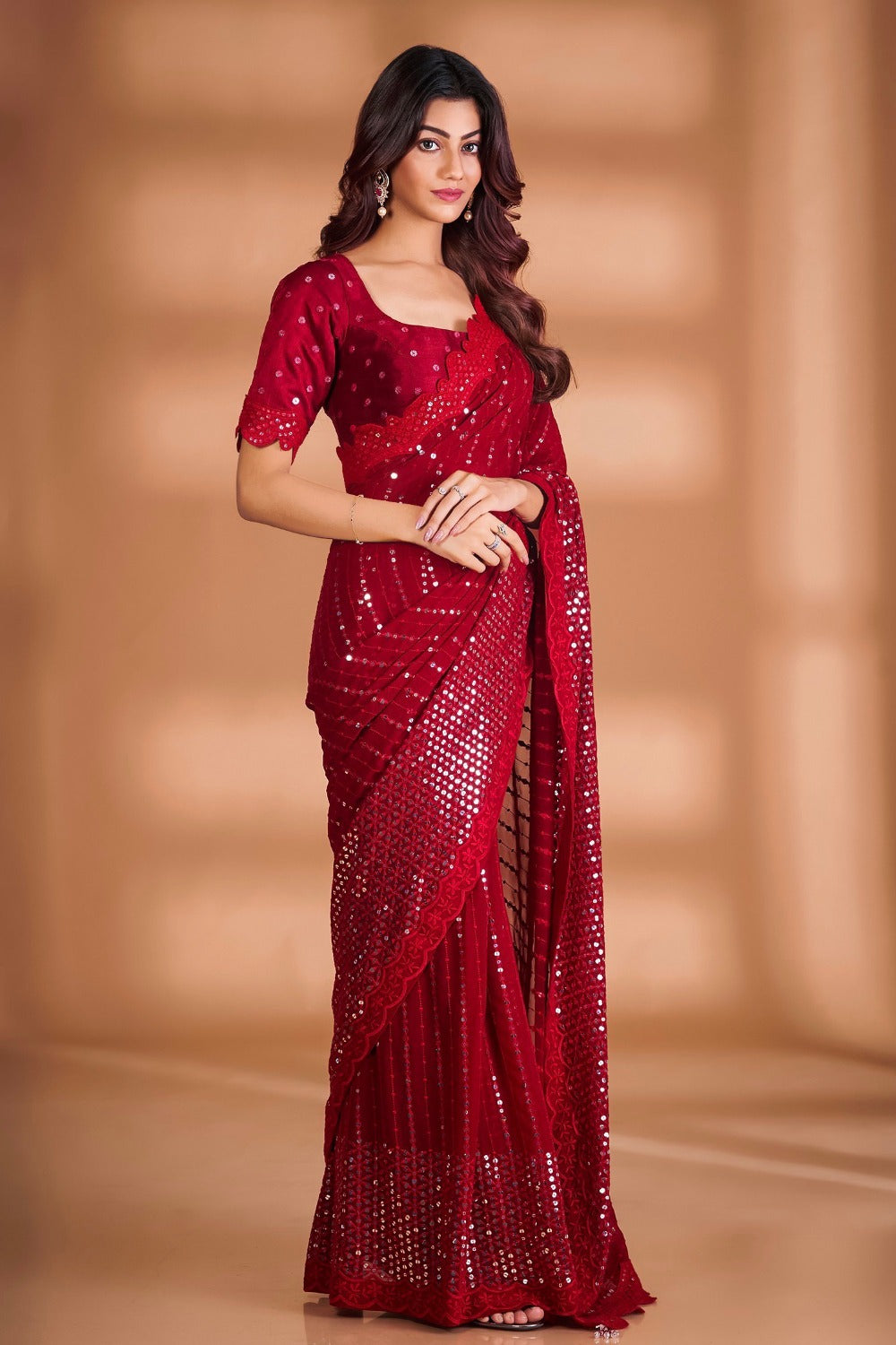 PARTY WEAR RED HOT SAREE