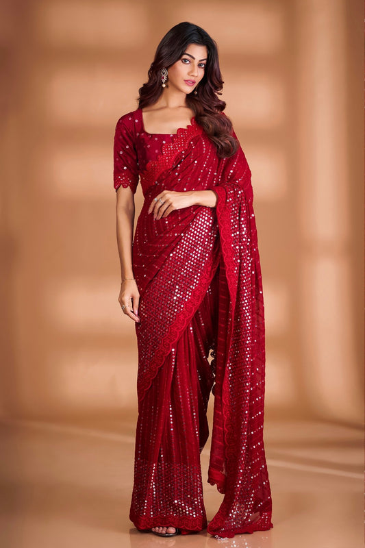 PARTY WEAR RED HOT SAREE