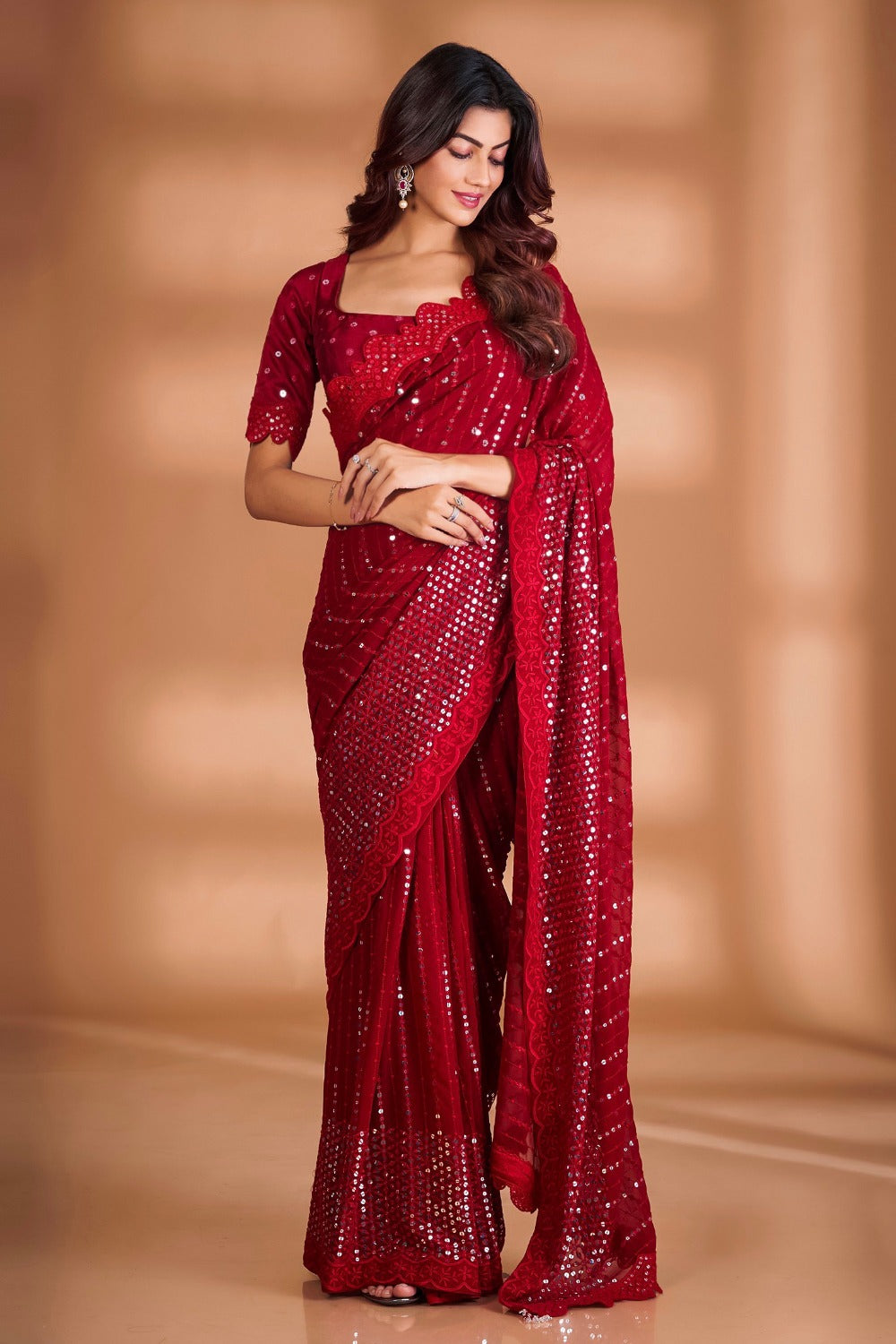 PARTY WEAR RED HOT SAREE