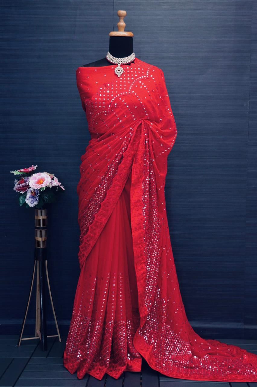 PARTY WEAR RED HOT SAREE