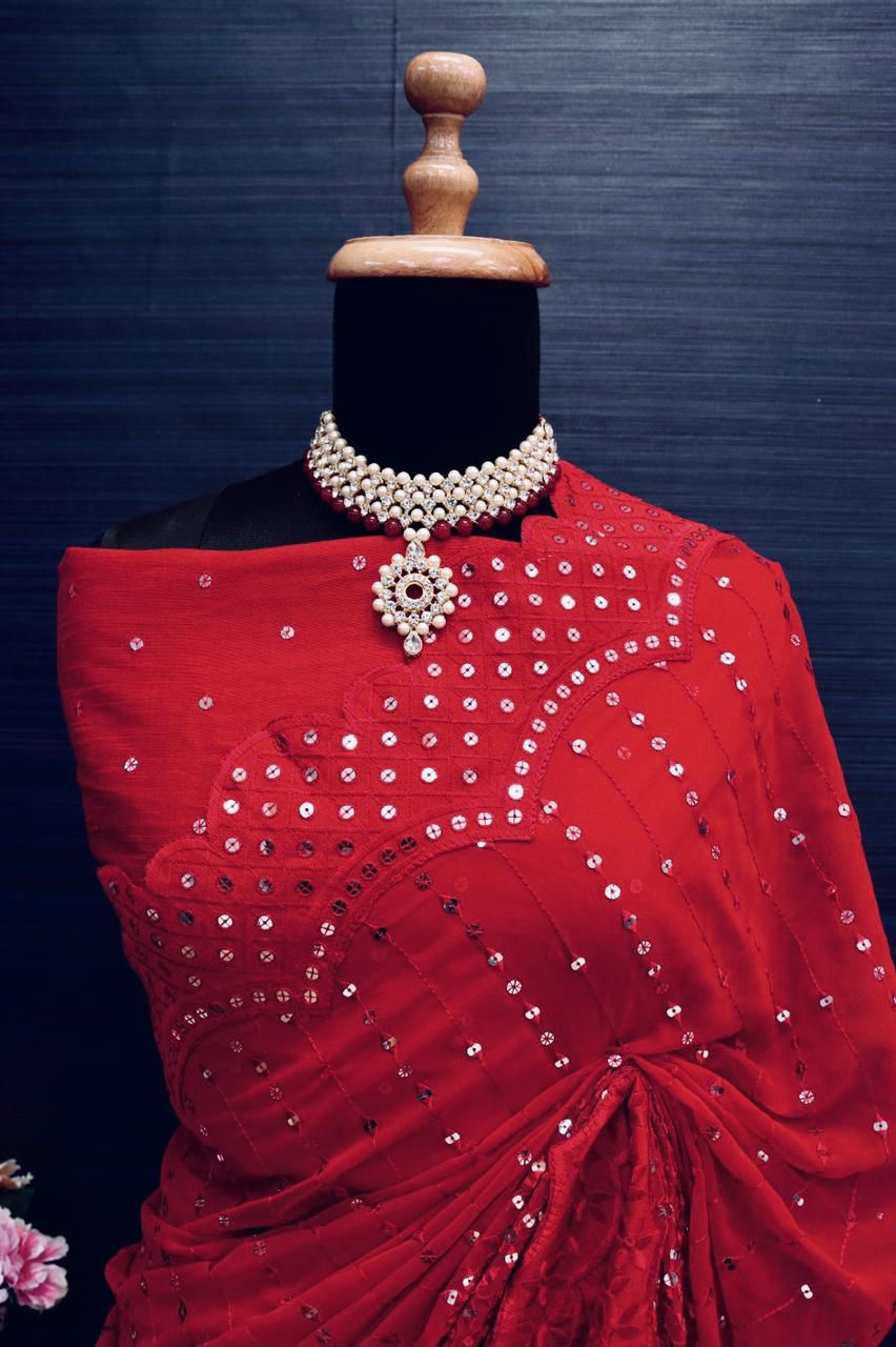 PARTY WEAR RED HOT SAREE