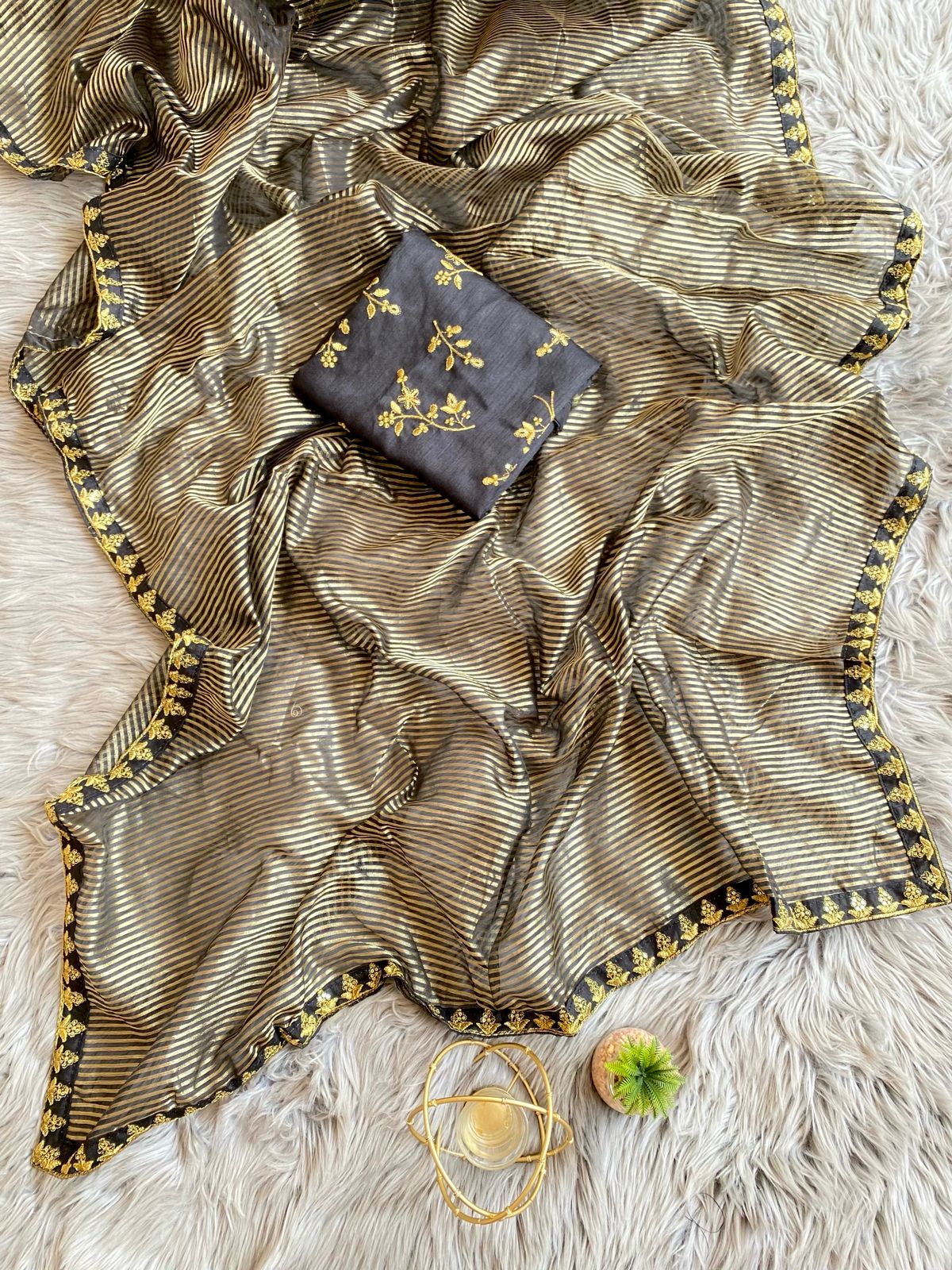 Black Gold Pure Organza Premium Saree