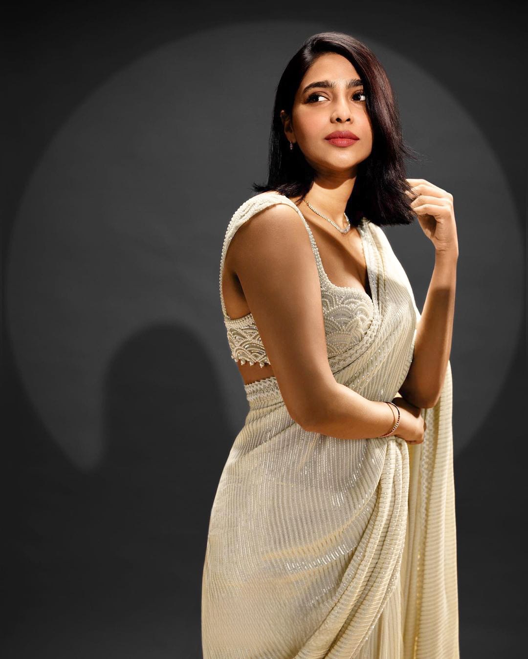 White Bling Love Bollywood BlockBuster Sequins Saree