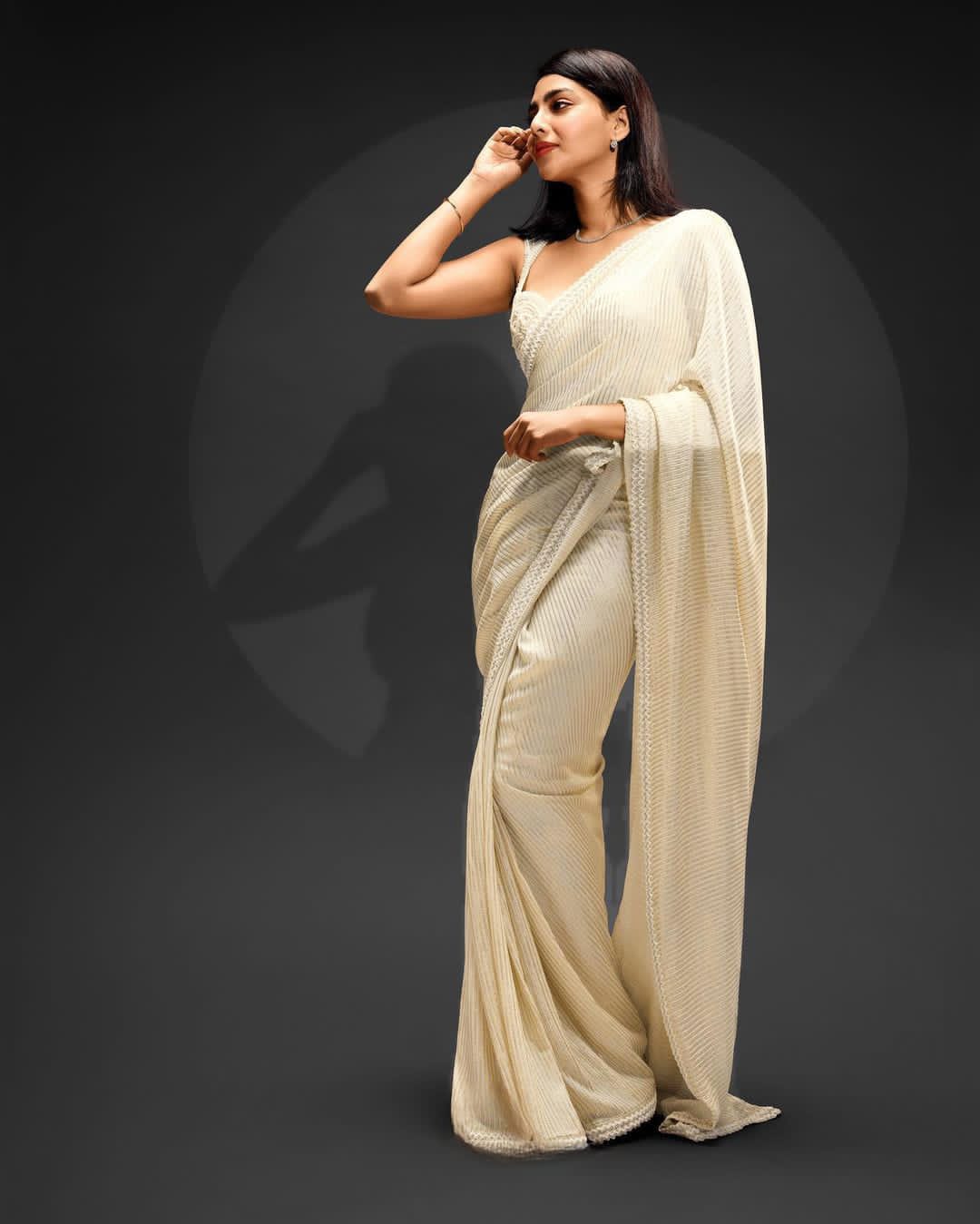White Bling Love Bollywood BlockBuster Sequins Saree