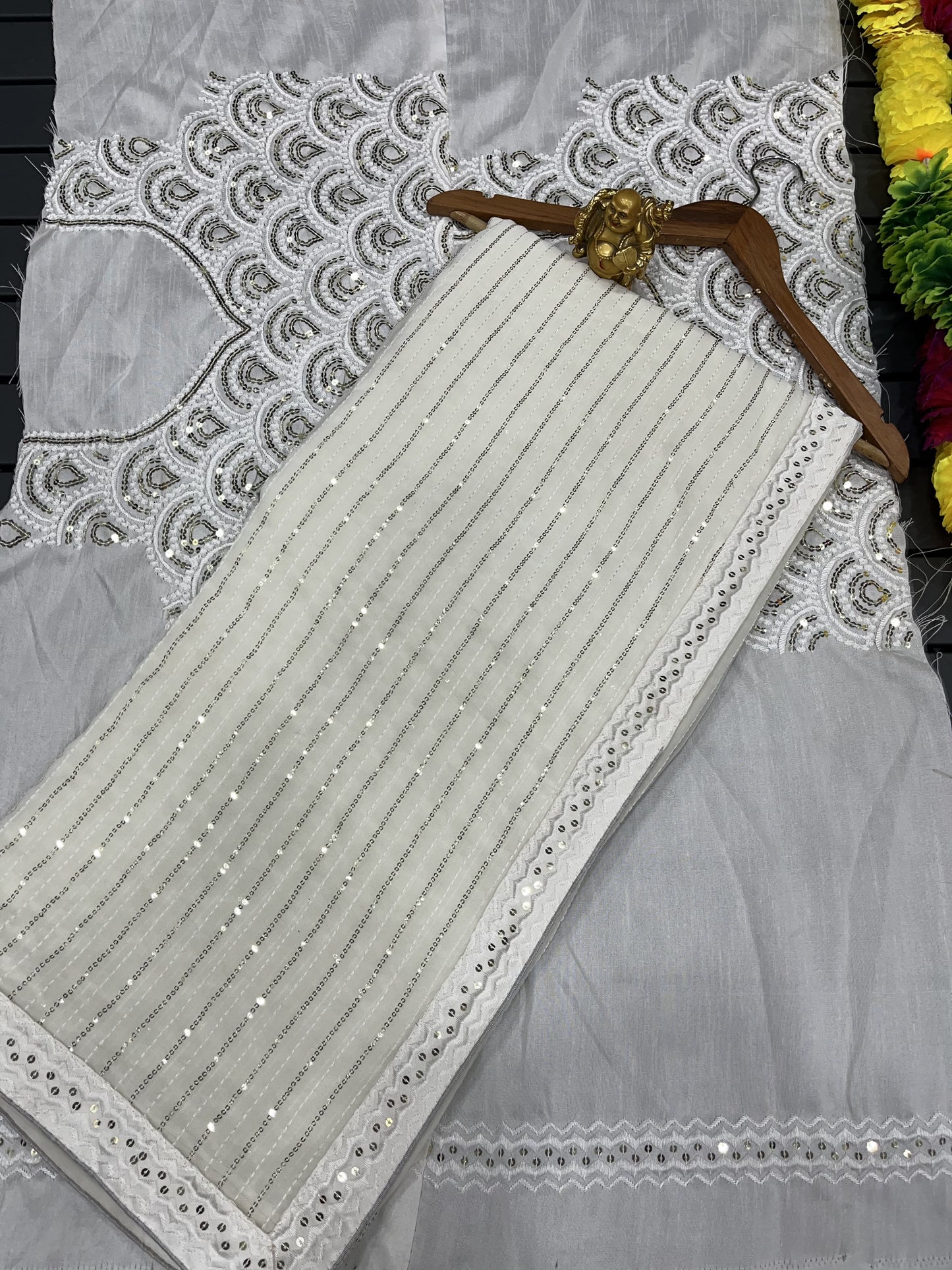 White Bling Love Bollywood BlockBuster Sequins Saree