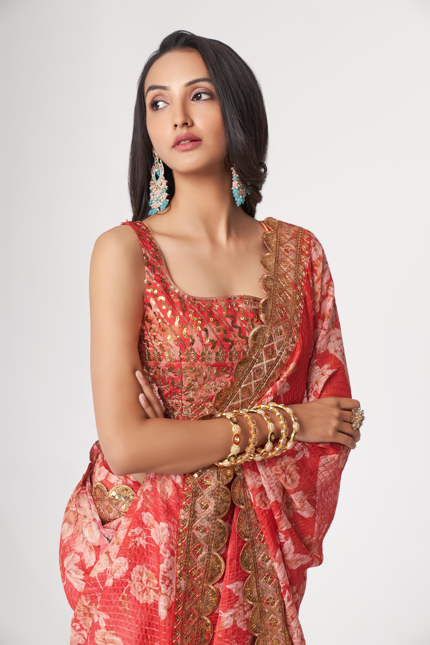 Floral Premium Organza Saree