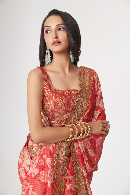 Floral Premium Organza Saree