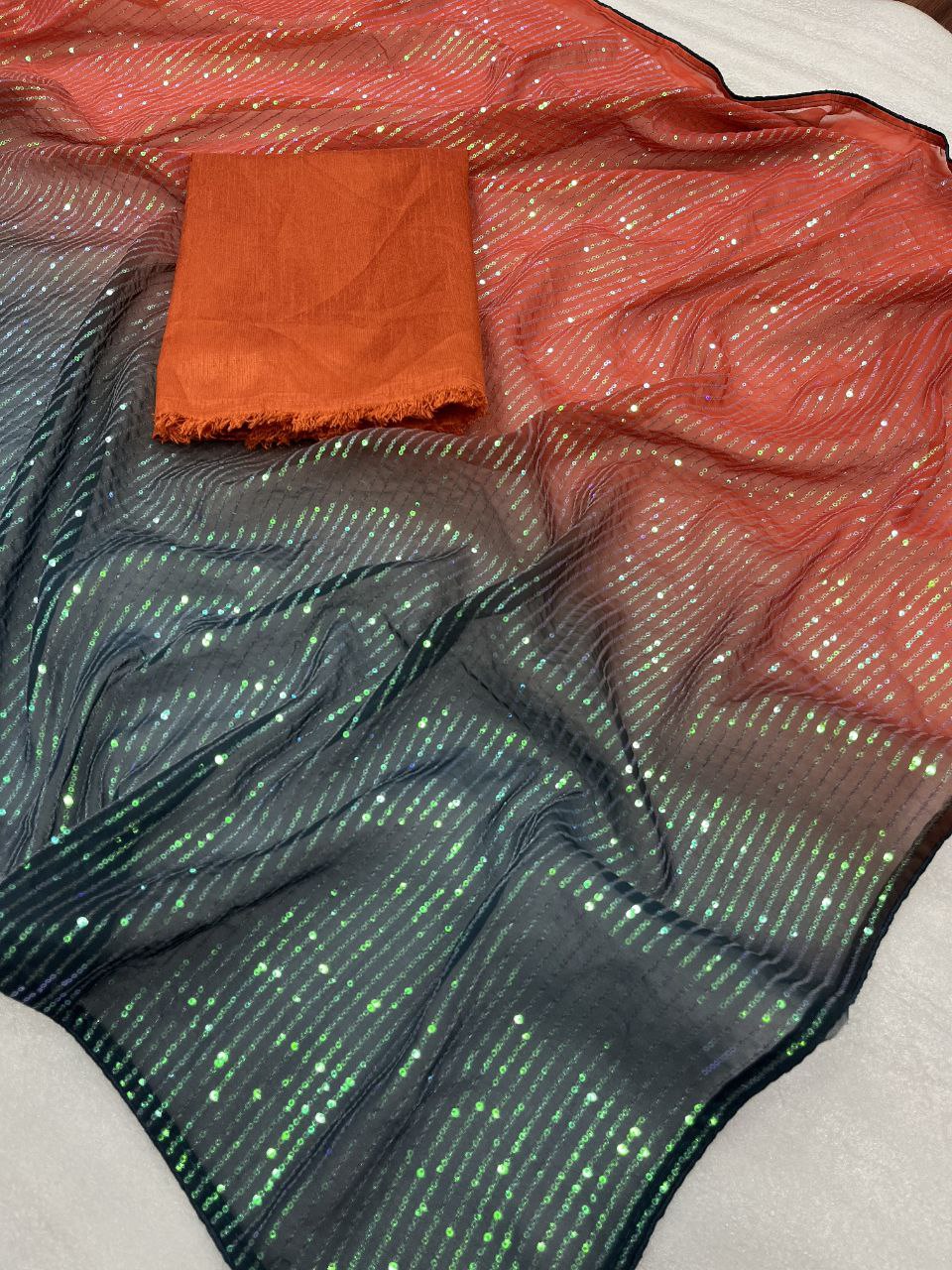 Dual Ombre Shade Bling Saree