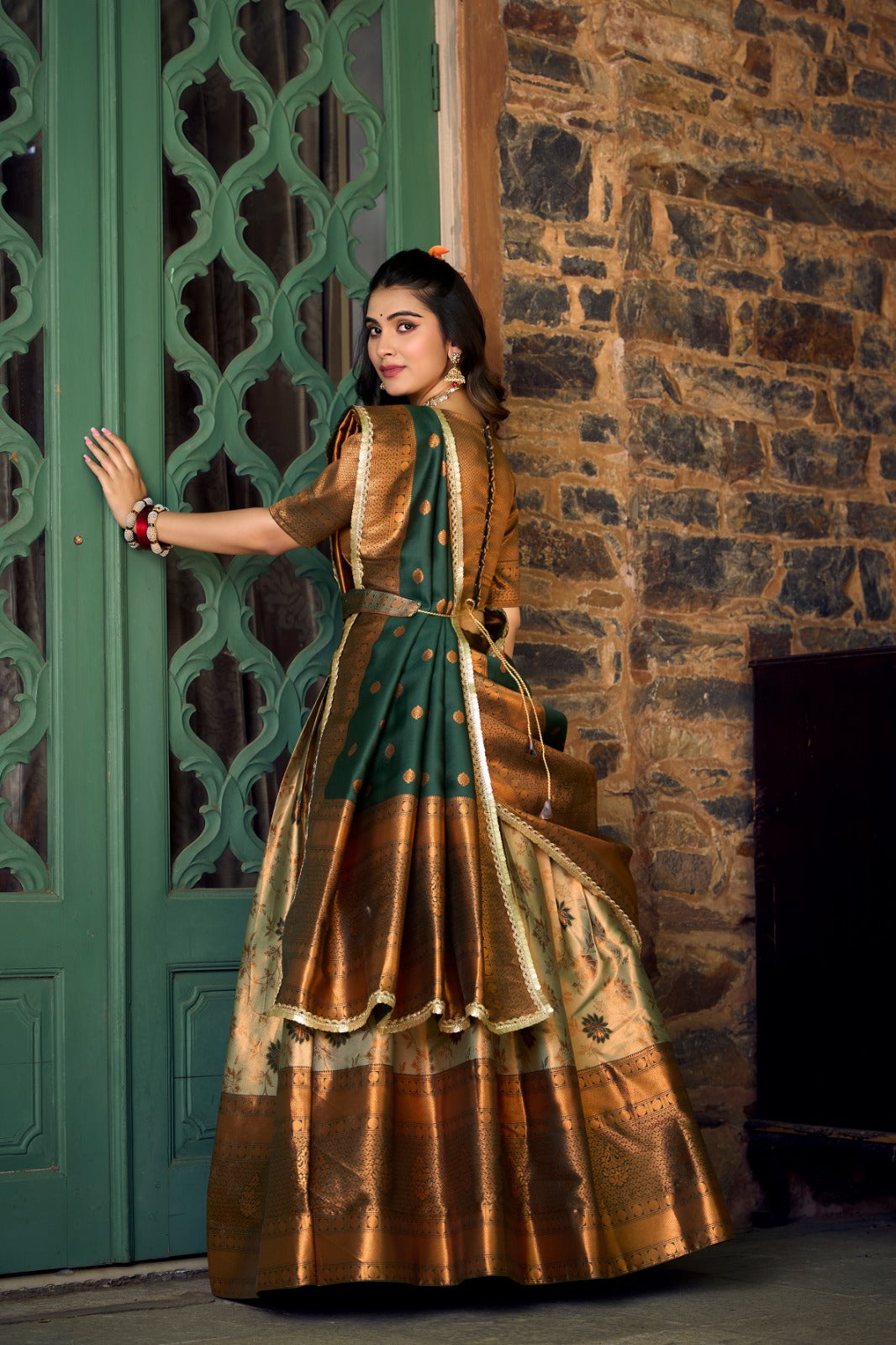 Elegant and Simple: Perfectly Crafted Jacquard Silk Lehanga