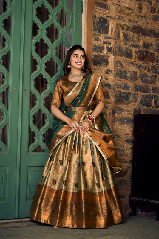 Elegant and Simple: Perfectly Crafted Jacquard Silk Lehanga