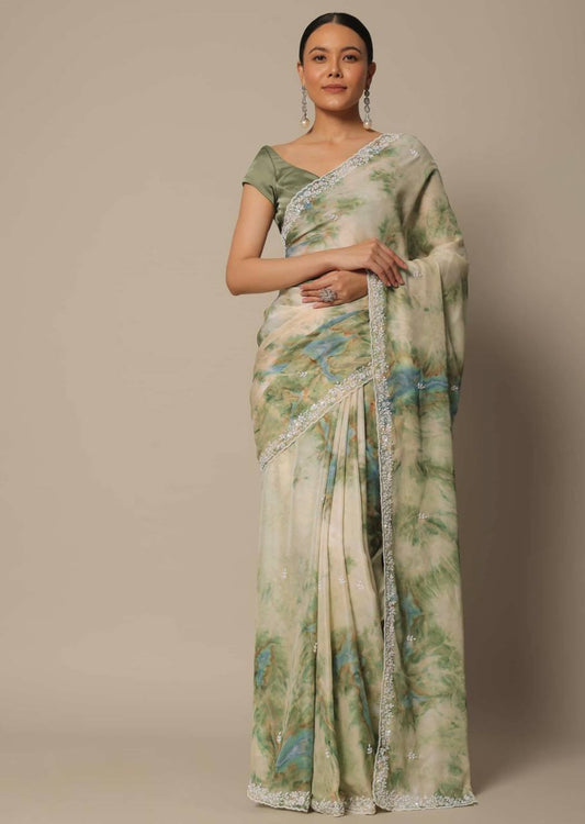 Floral Pastal Print Soothing Looks Saree