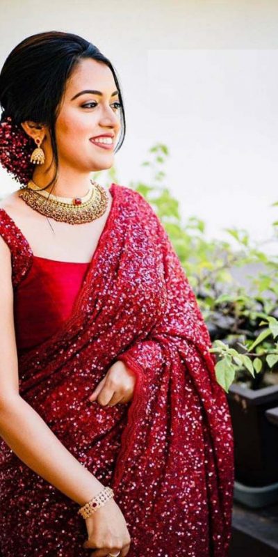 HOT RED PARTY SAREE