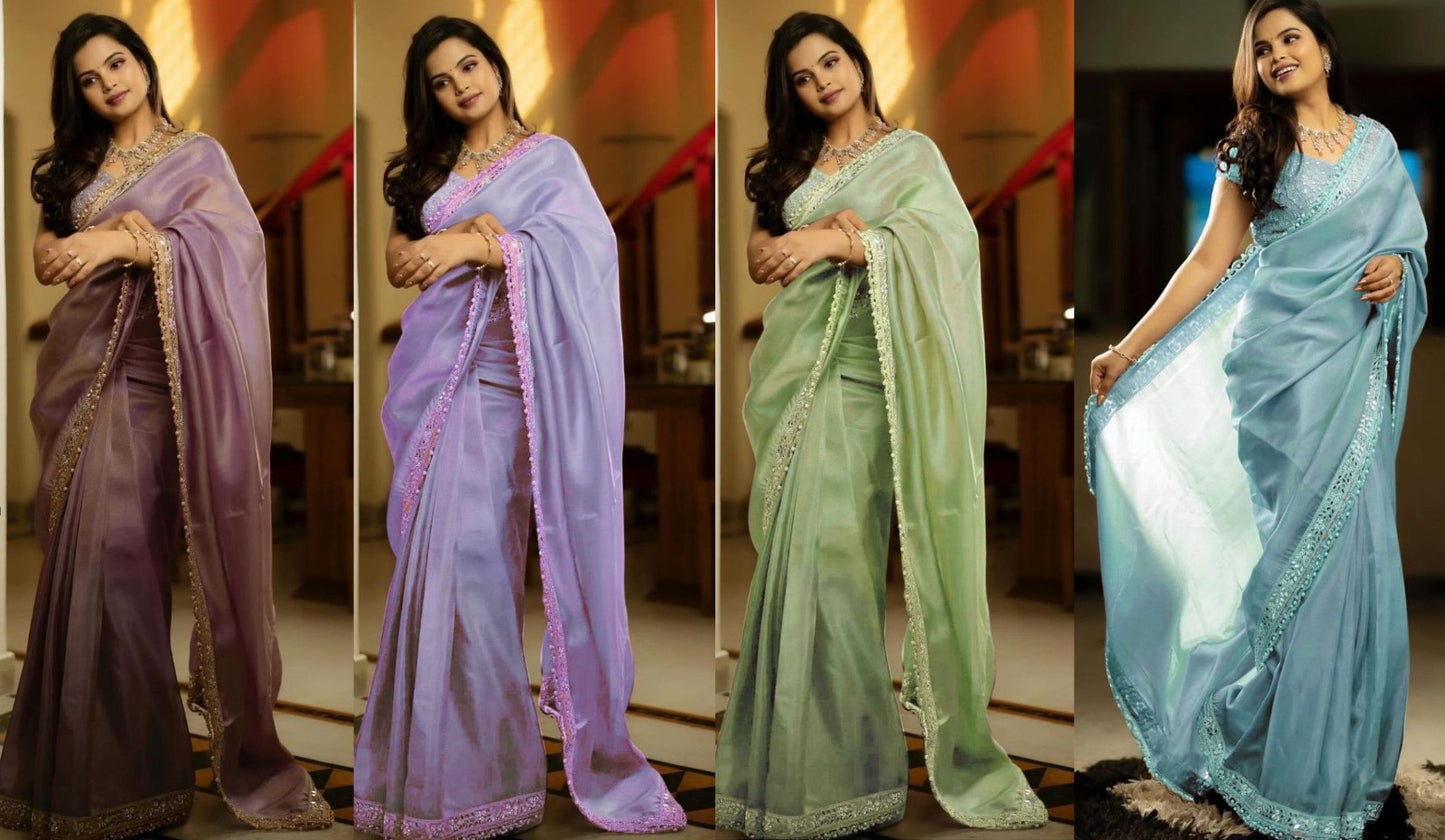 Silver Tissue Silk Pastal Series Sarees