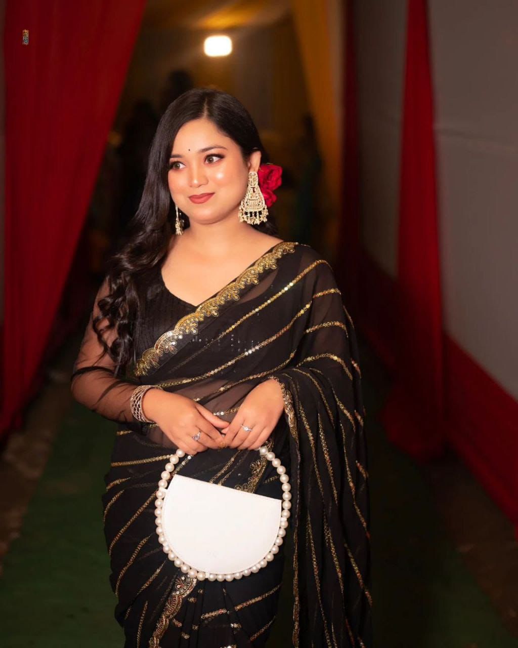 Black Golden Work Exclusive Occassion Wear Saree