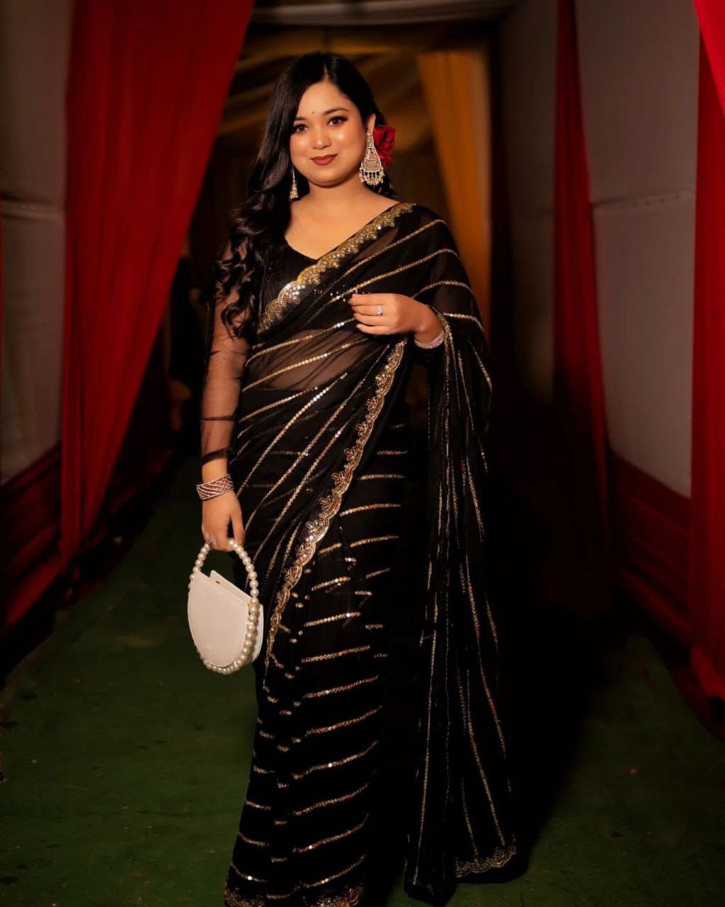 Black Golden Work Exclusive Occassion Wear Saree