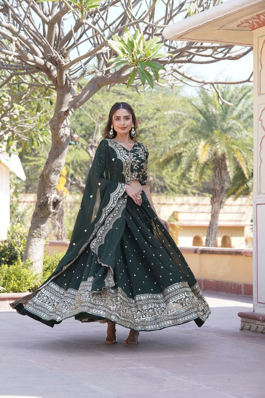 Bottle Green Superior Work Lehenga