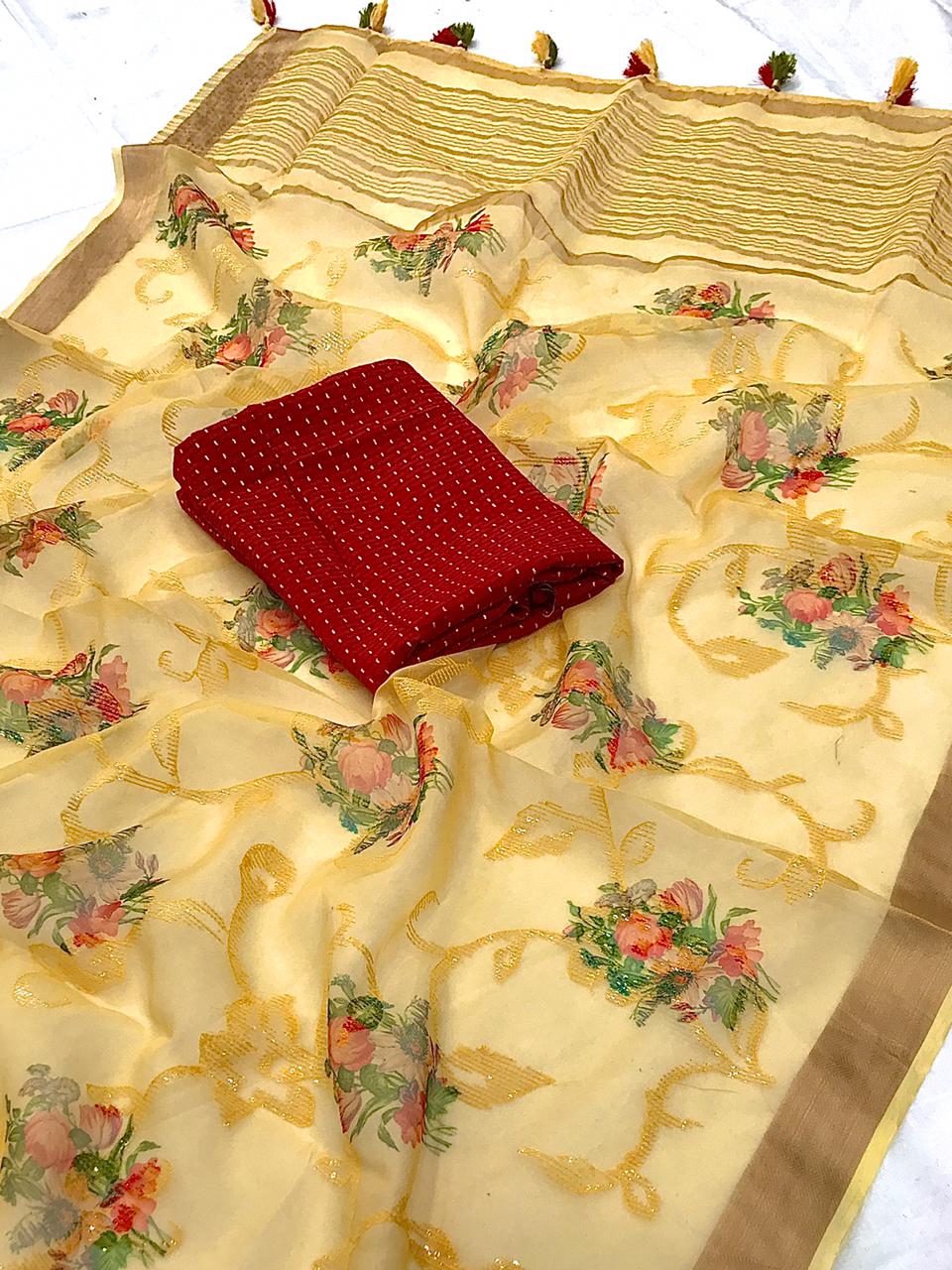 EXCLUSIVE PREMIUM BEAUTIFUL TISSUE SILK SAREES