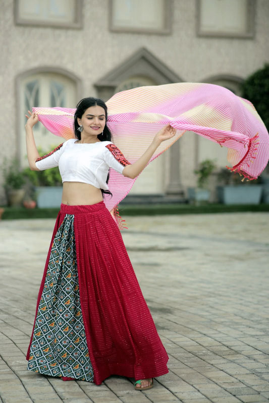 Pink Red Vibe Ready To Wear Lehenga