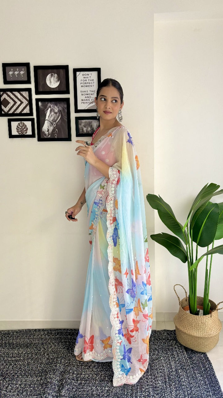 Pastal Colorful Natural Colors Sarees