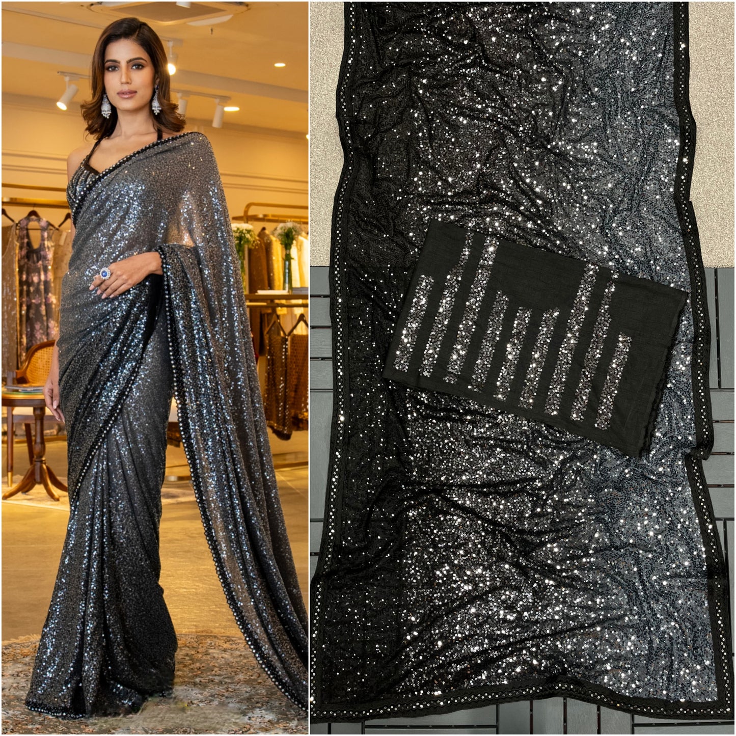 Bling Chic Bollywood Sequin Saree